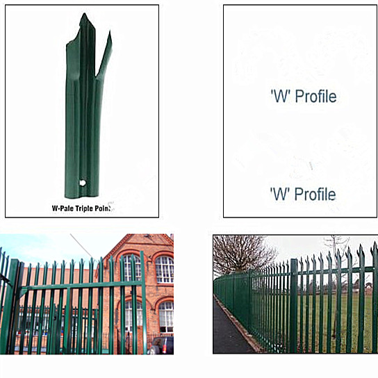 British Standard palisade fence with curved top