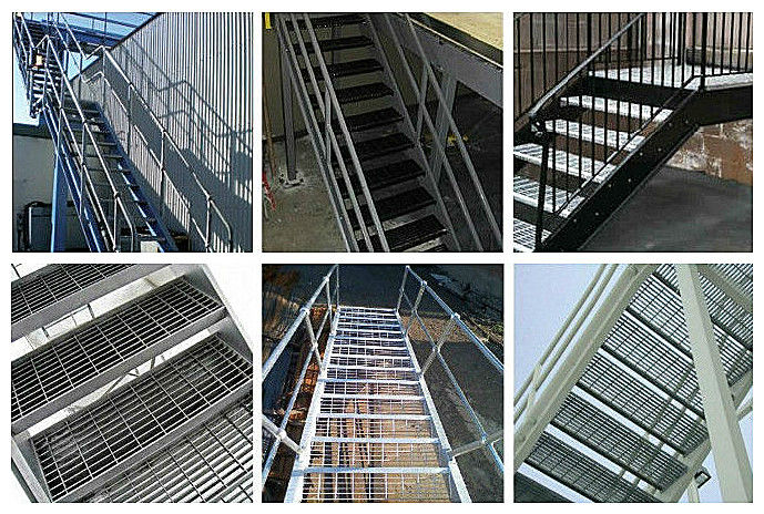 Hot dip galvanized serrated flat bar steel grating with twisted square rod for stairs and treads